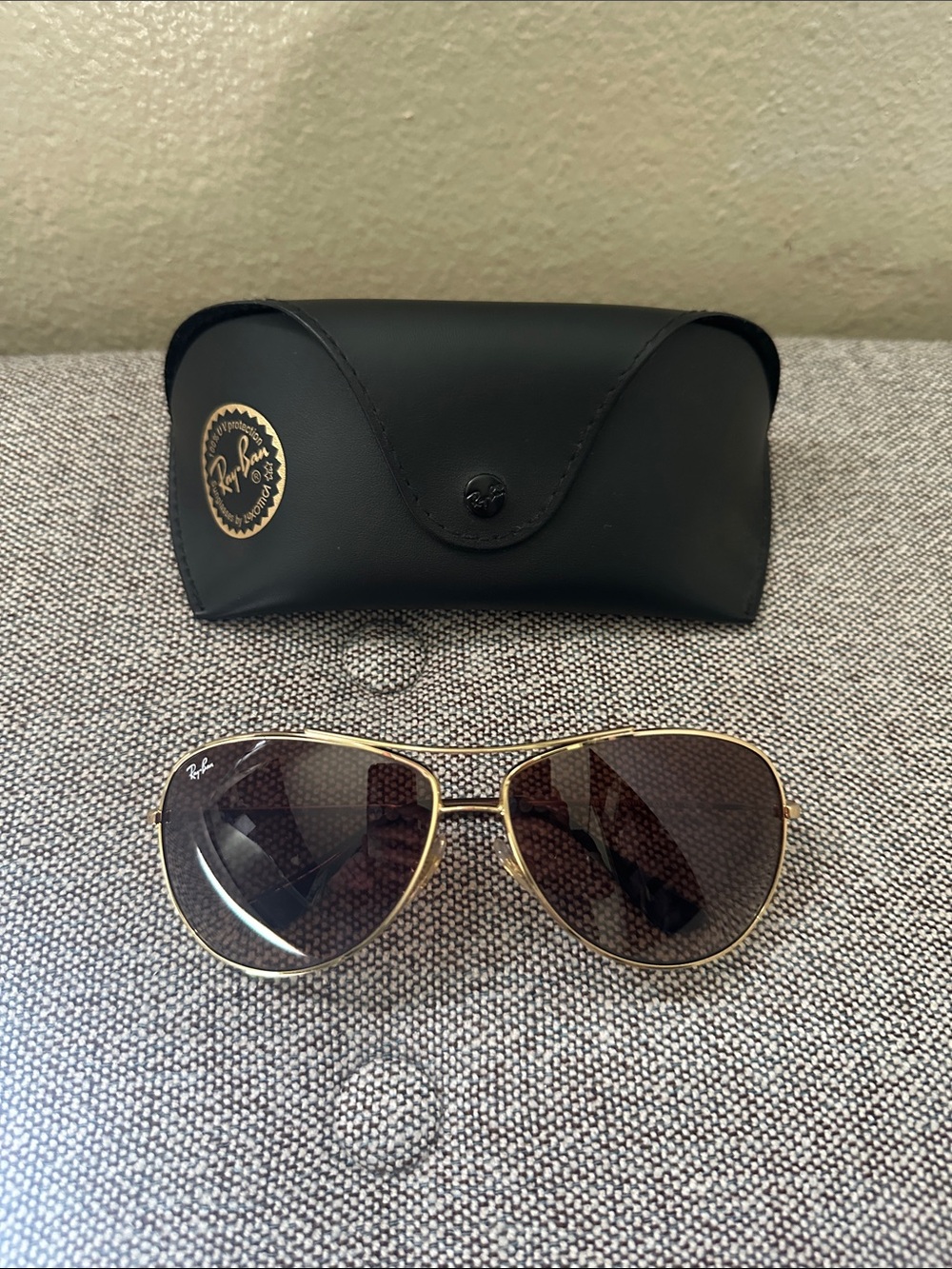 Ray-Ban Gold Frame Sunglasses with Brown Gradient Lenses